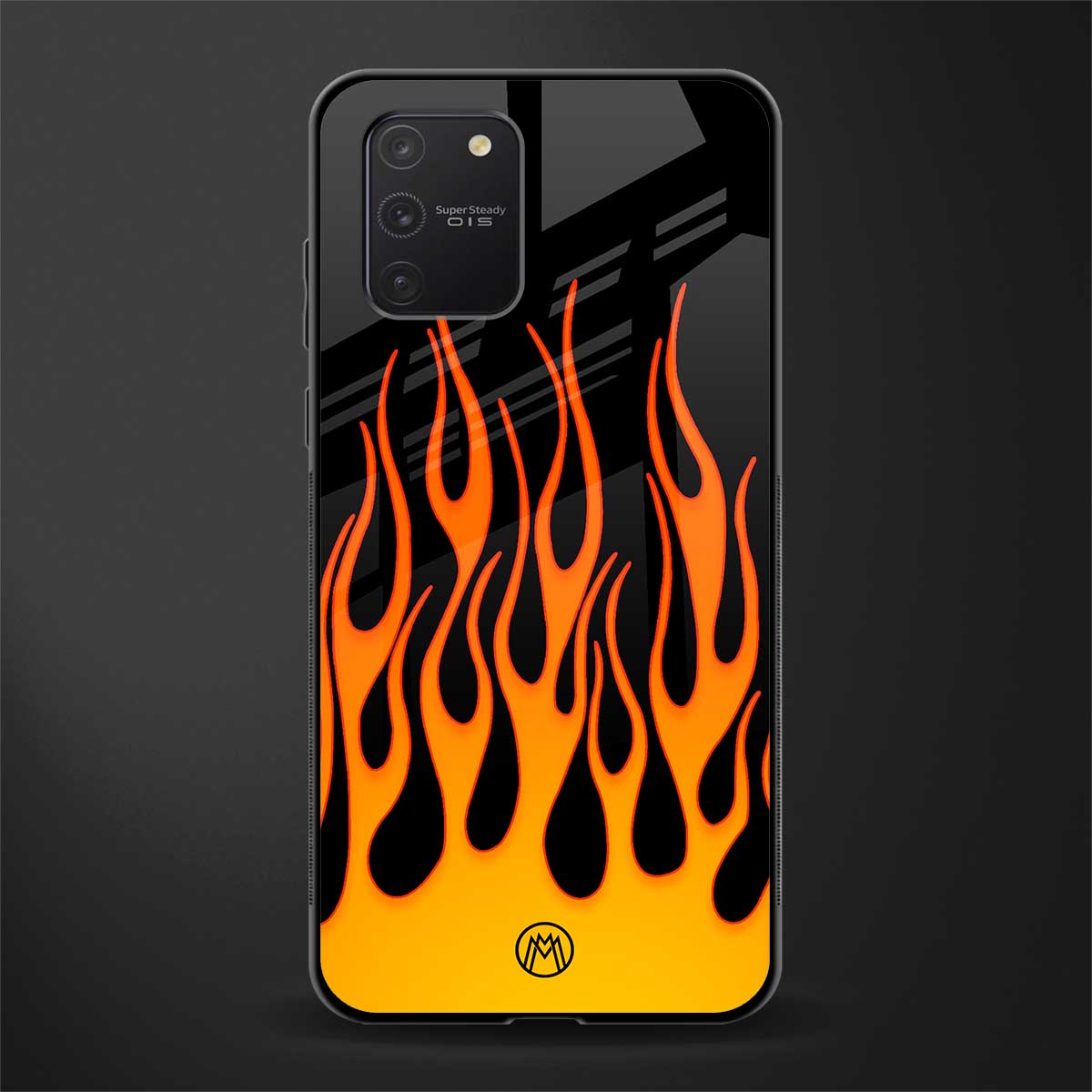 y2k yellow flames glass case for samsung galaxy a91 image
