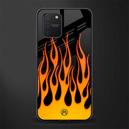 y2k yellow flames glass case for samsung galaxy a91 image