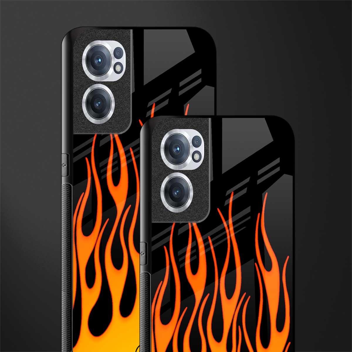 y2k yellow flames glass case for oneplus nord ce 2 5g image-2