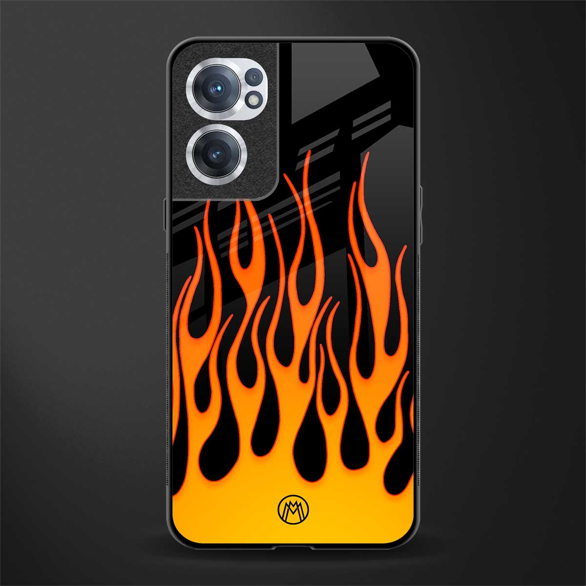 y2k yellow flames glass case for oneplus nord ce 2 5g image