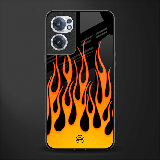 y2k yellow flames glass case for oneplus nord ce 2 5g image