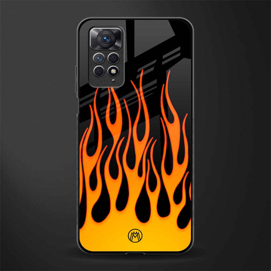 y2k yellow flames glass case for redmi note 11 pro image