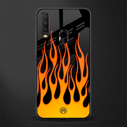 y2k yellow flames glass case for vivo y15 image