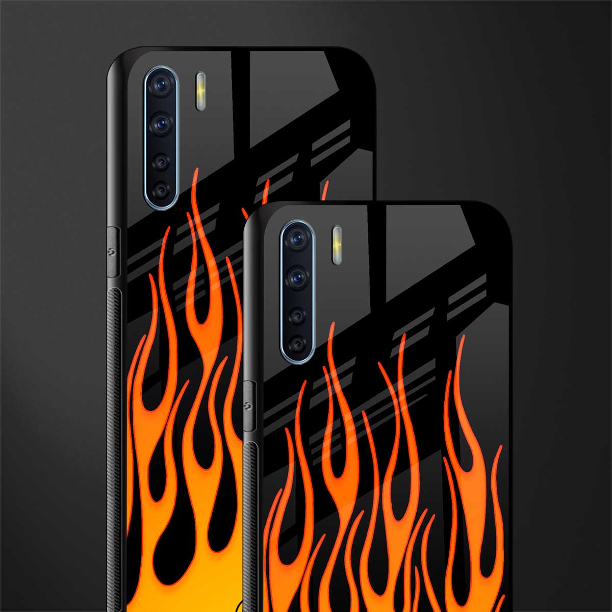 y2k yellow flames glass case for oppo f15 image-2