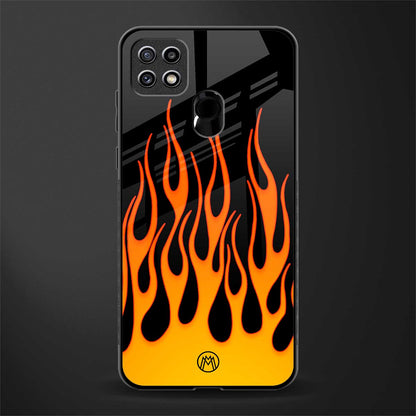 y2k yellow flames glass case for oppo a15s image