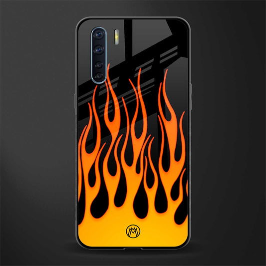 y2k yellow flames glass case for oppo f15 image