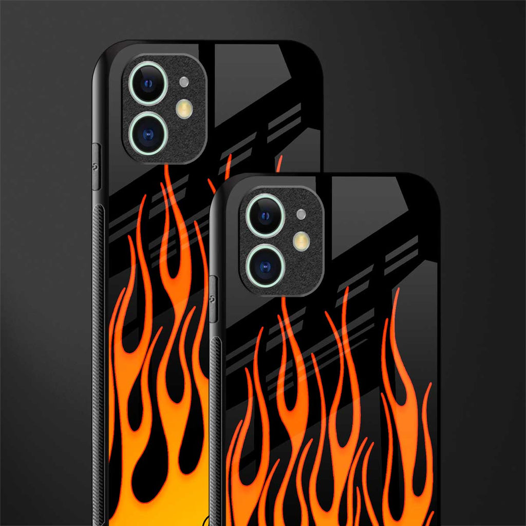y2k yellow flames glass case for iphone 11 image-2
