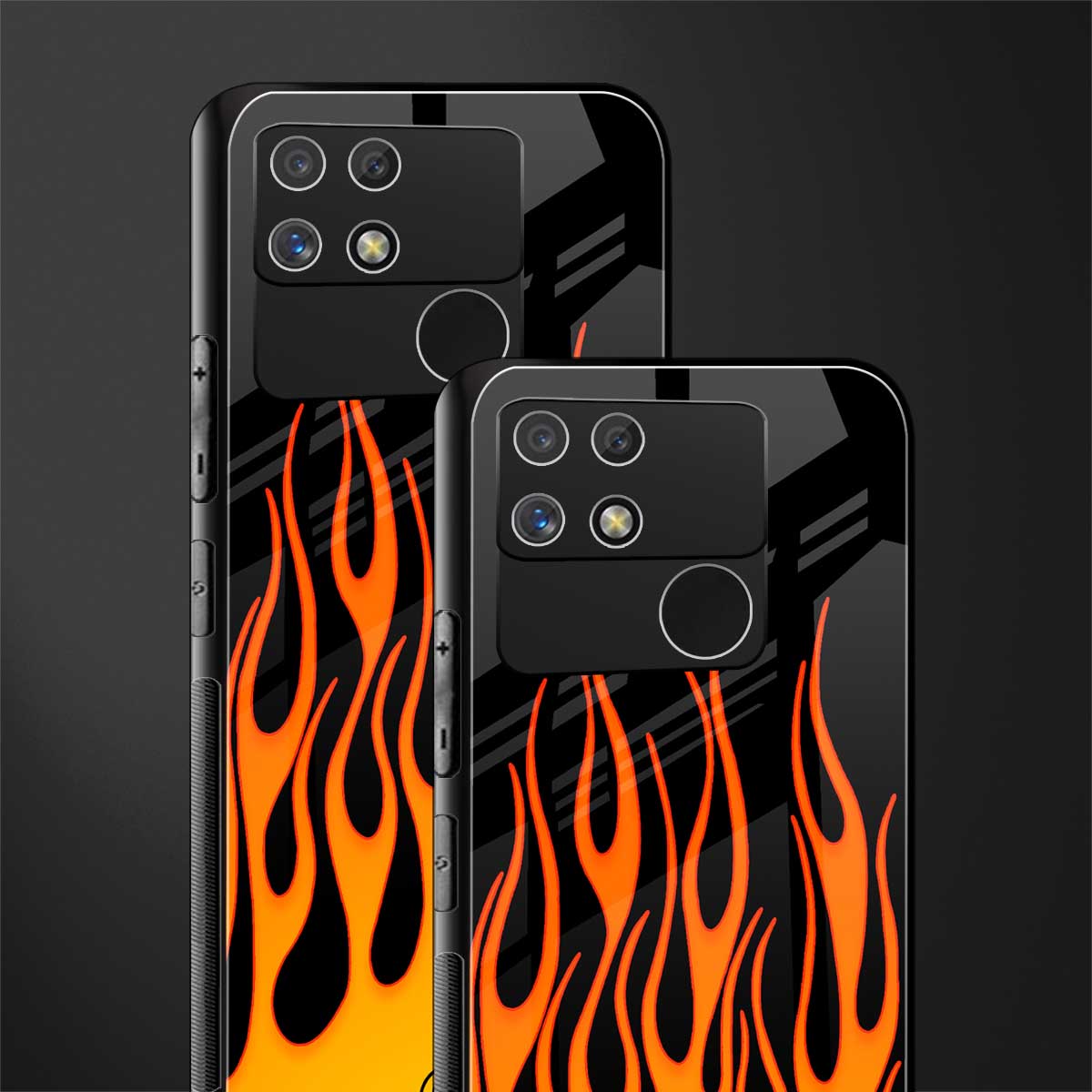 y2k yellow flames back phone cover | glass case for realme narzo 50a
