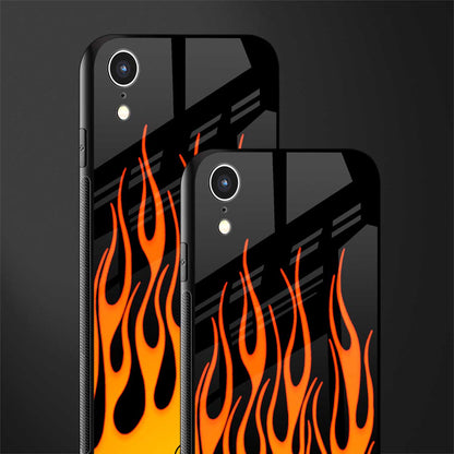 y2k yellow flames glass case for iphone xr image-2