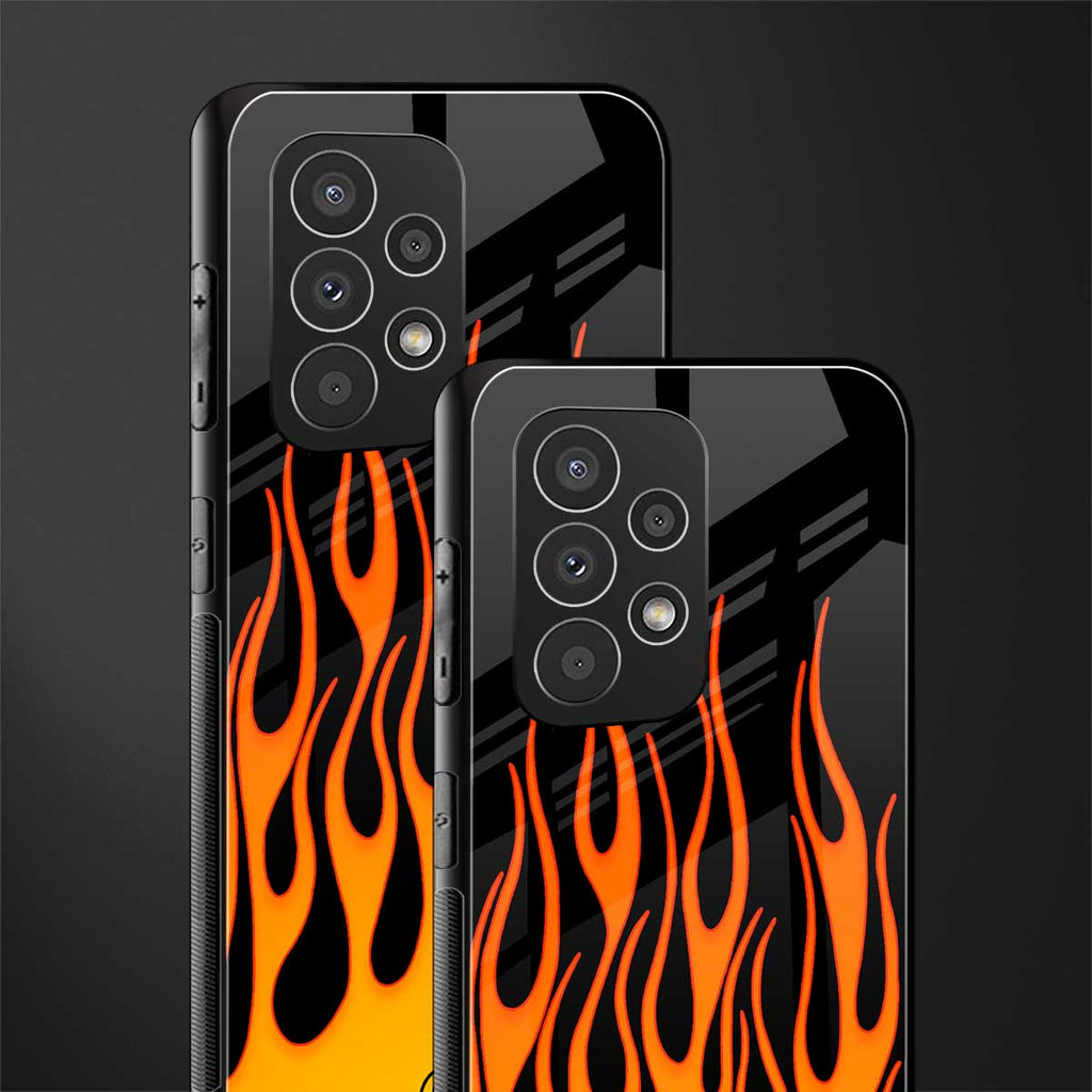 y2k yellow flames back phone cover | glass case for samsung galaxy a53 5g