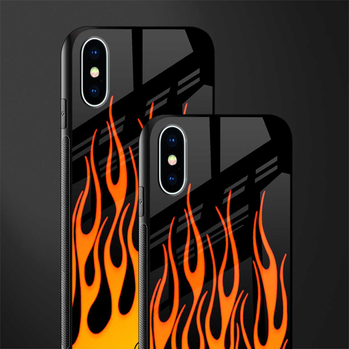 y2k yellow flames glass case for iphone x image-2