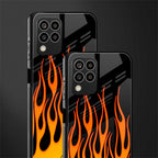 y2k yellow flames back phone cover | glass case for samsung galaxy m33 5g
