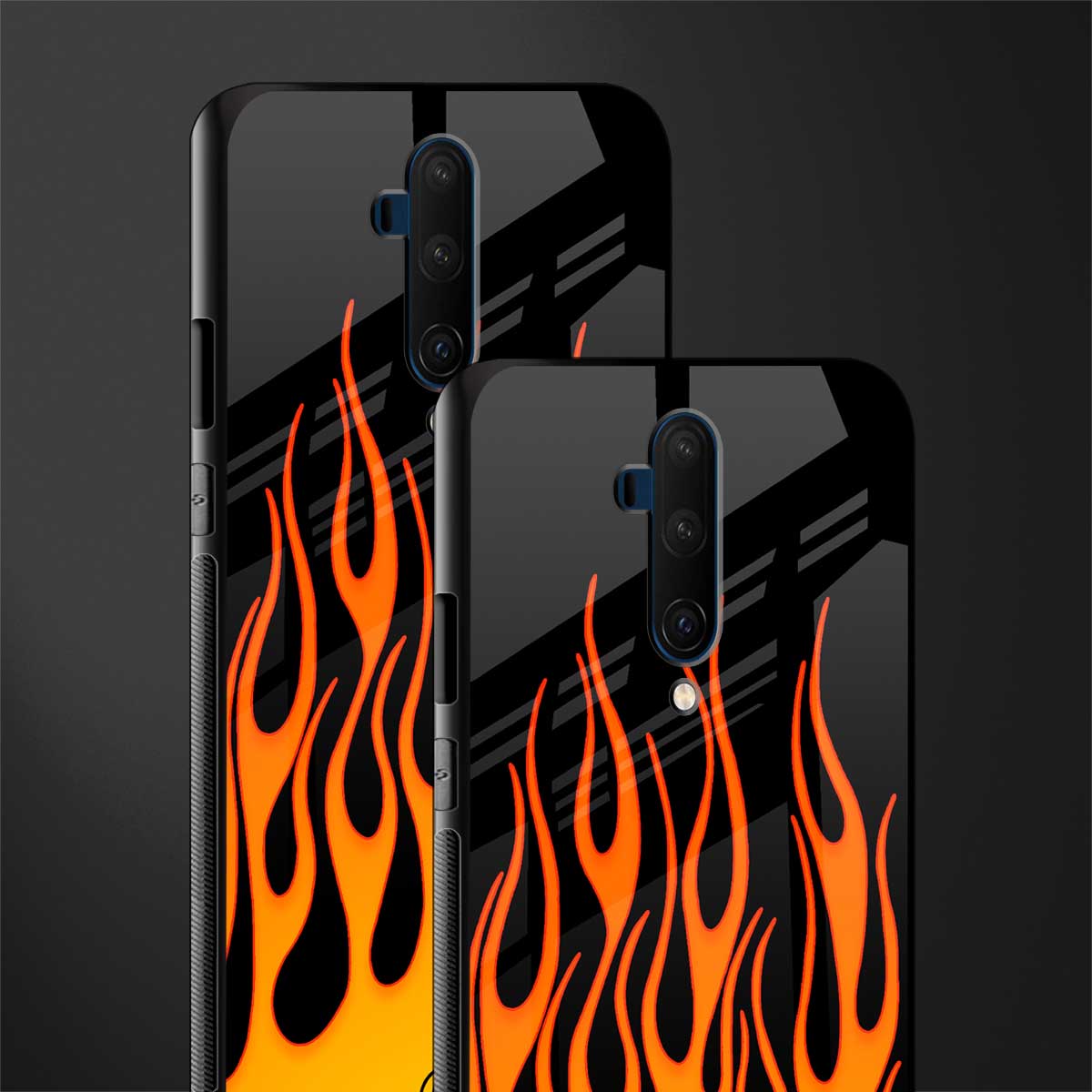 y2k yellow flames glass case for oneplus 7t pro image-2