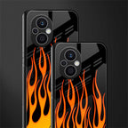 y2k yellow flames back phone cover | glass case for oppo f21 pro 5g