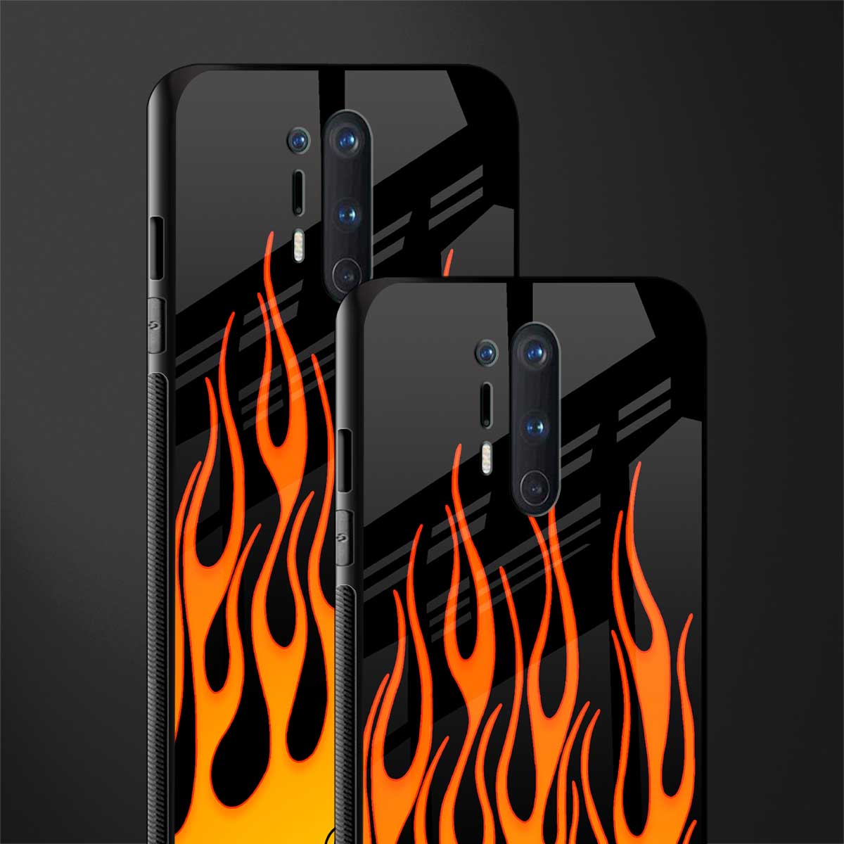 y2k yellow flames glass case for oneplus 8 pro image-2