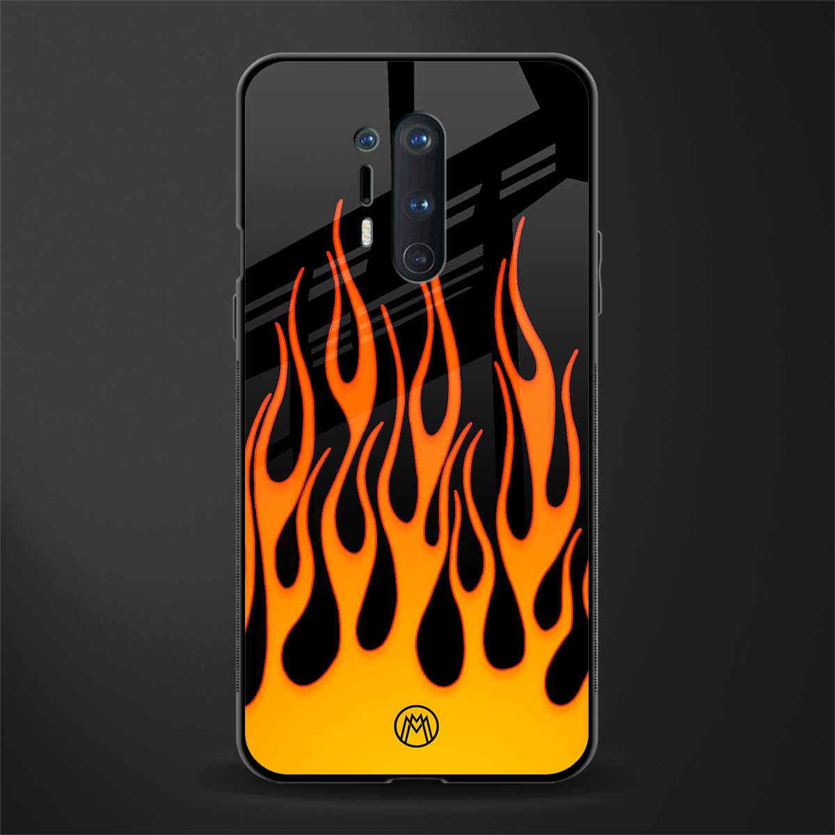 y2k yellow flames glass case for oneplus 8 pro image