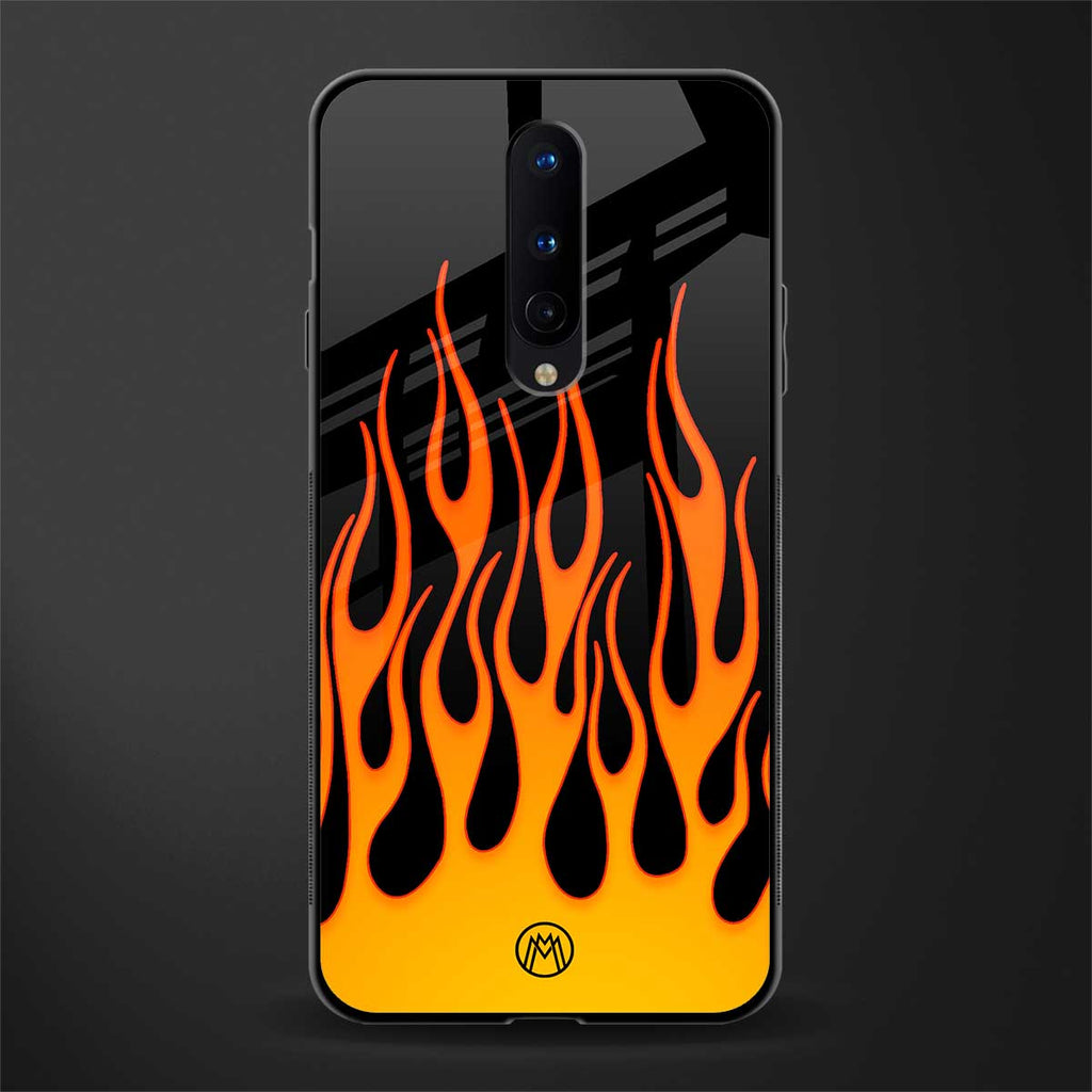 y2k yellow flames glass case for oneplus 8 image