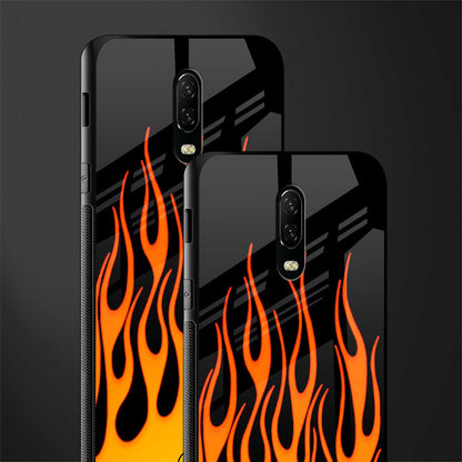 y2k yellow flames glass case for oneplus 6t image-2