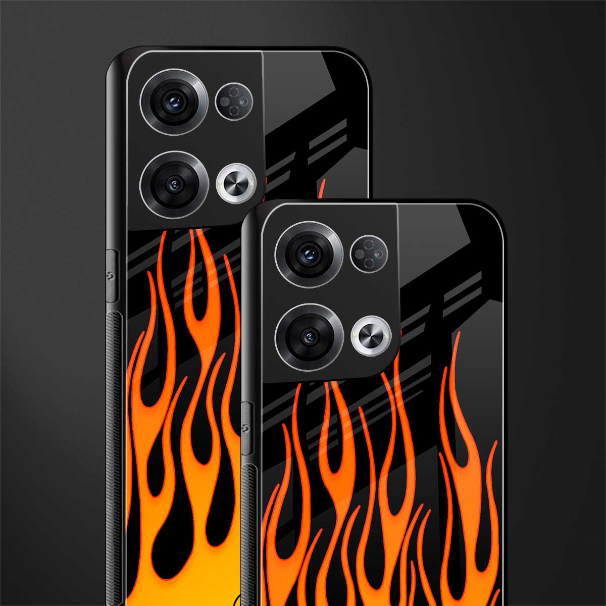y2k yellow flames back phone cover | glass case for oppo reno 8