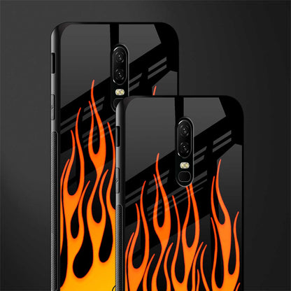 y2k yellow flames glass case for oneplus 6 image-2