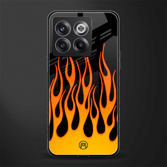 y2k yellow flames back phone cover | glass case for oneplus 10t