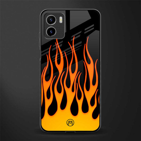 y2k yellow flames back phone cover | glass case for vivo y72