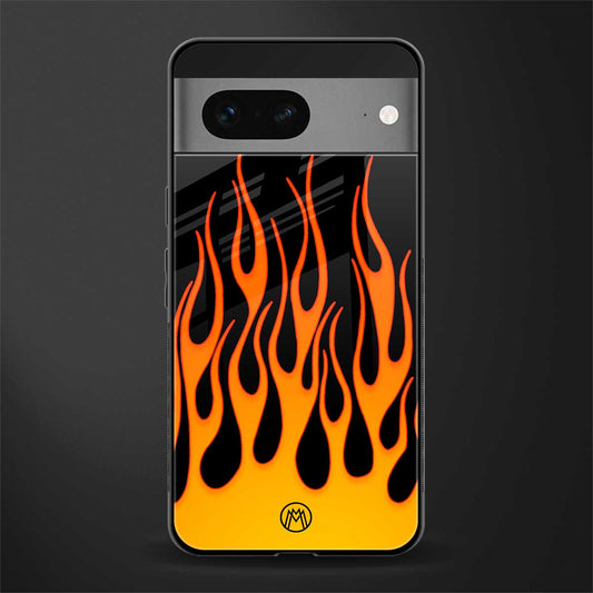 y2k yellow flames back phone cover | glass case for google pixel 7