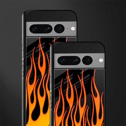 y2k yellow flames back phone cover | glass case for google pixel 7 pro