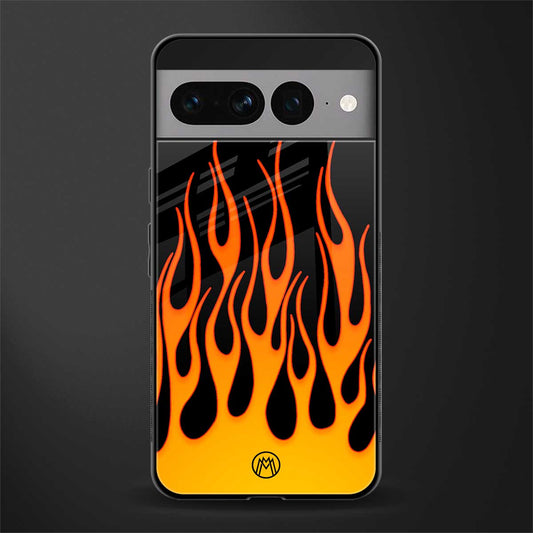 y2k yellow flames back phone cover | glass case for google pixel 7 pro