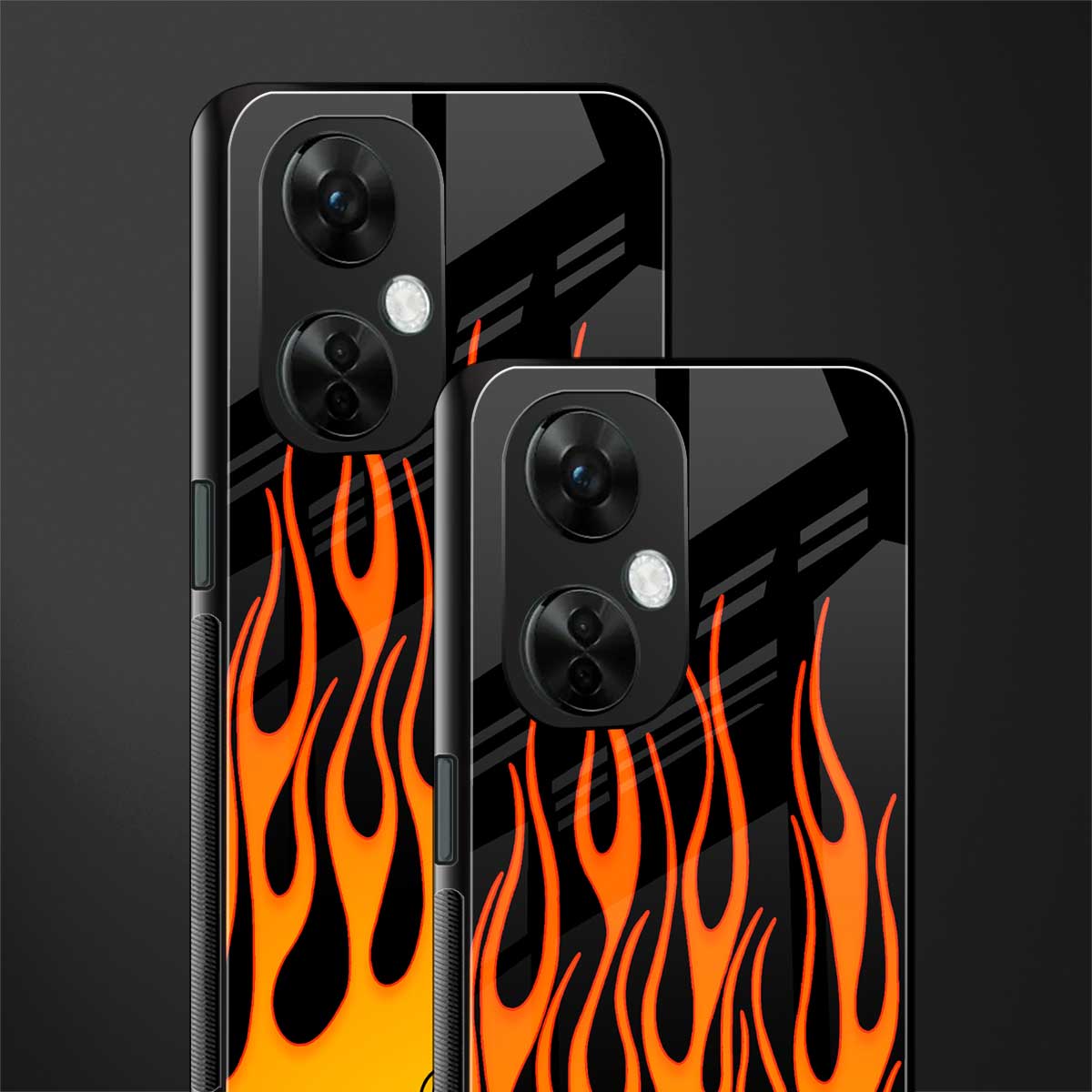 y2k yellow flames back phone cover | glass case for oneplus nord ce 3 lite