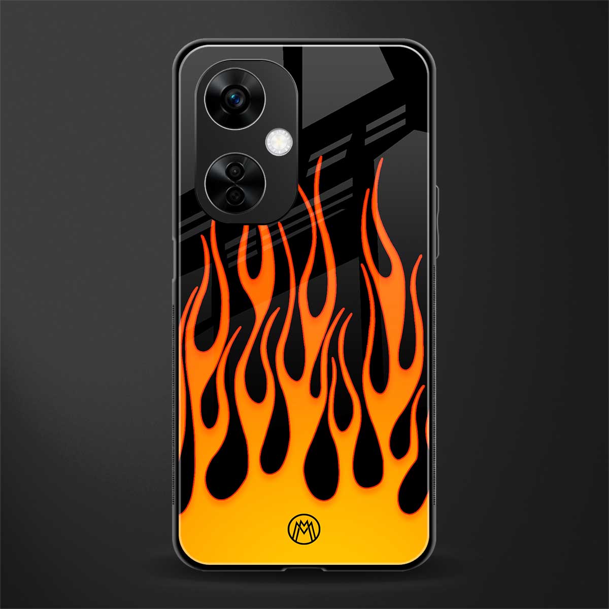 y2k yellow flames back phone cover | glass case for oneplus nord ce 3 lite