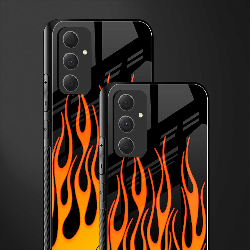 y2k yellow flames back phone cover | glass case for samsung galaxy a54 5g