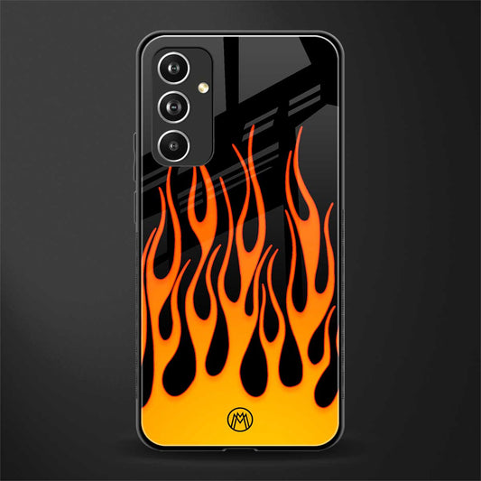 y2k yellow flames back phone cover | glass case for samsung galaxy a54 5g