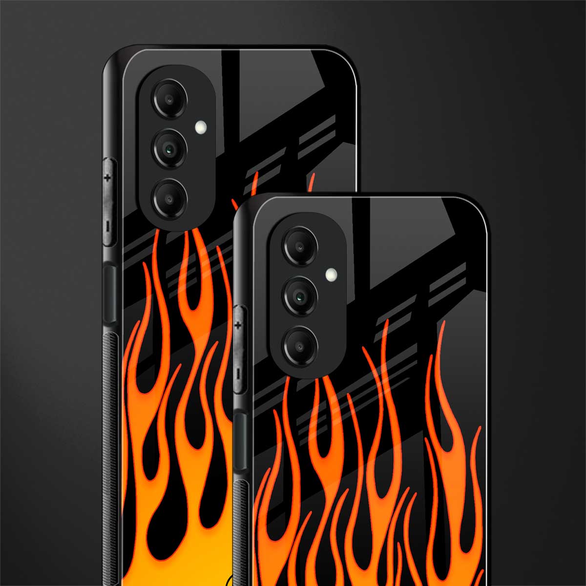 y2k yellow flames back phone cover | glass case for samsung galaxy a14 5g