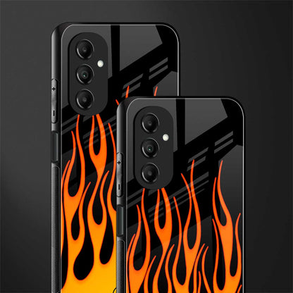 y2k yellow flames back phone cover | glass case for samsung galaxy a14 5g