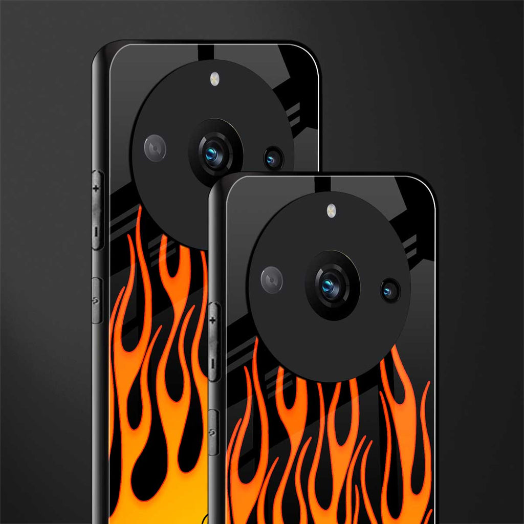 y2k yellow flames back phone cover | glass case for realme 11 pro 5g
