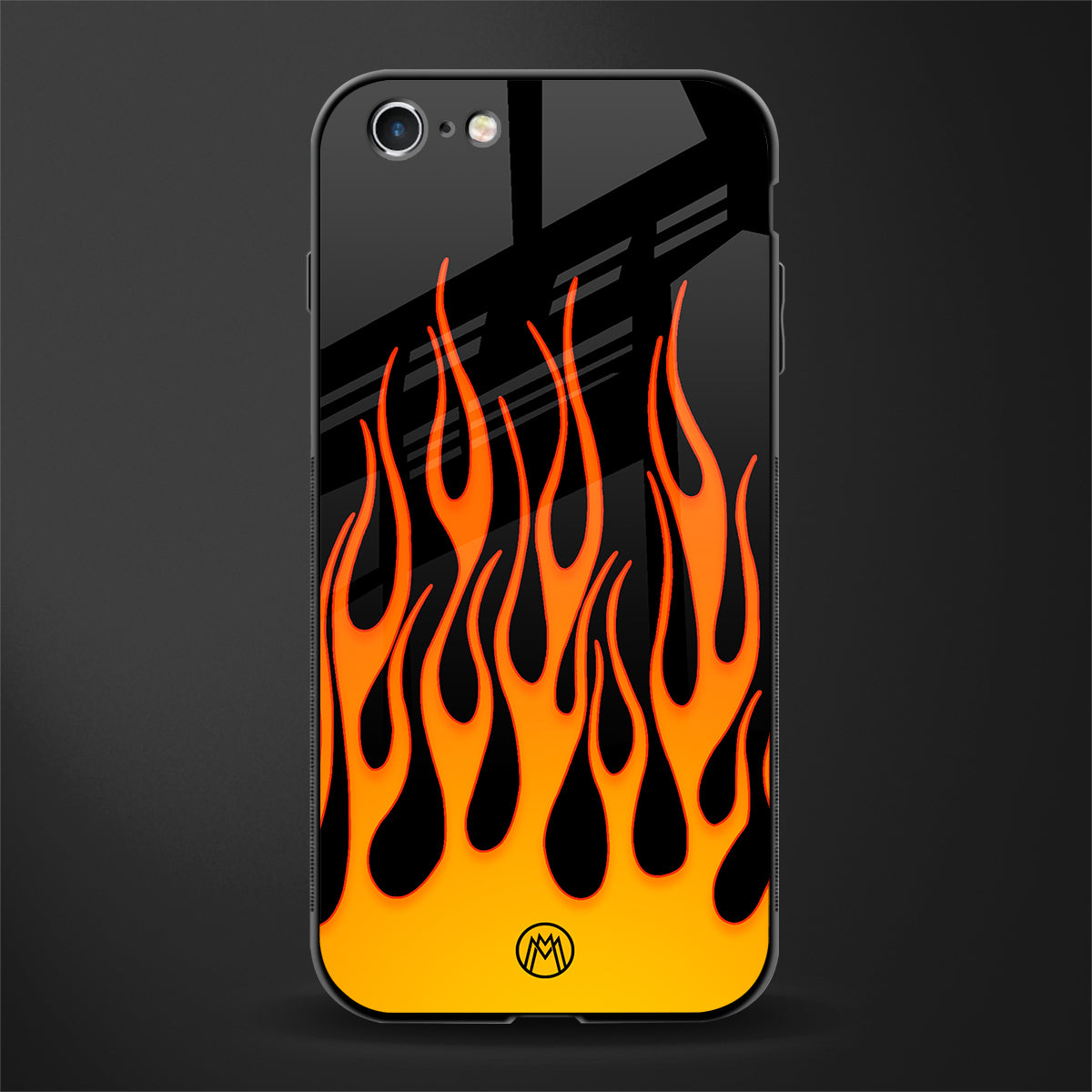 y2k yellow flames glass case for iphone 6 image