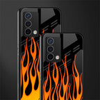 y2k yellow flames back phone cover | glass case for oppo a74 4g