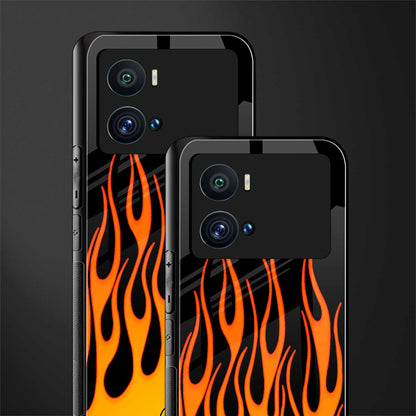 y2k yellow flames back phone cover | glass case for iQOO 9 Pro