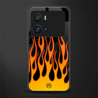 y2k yellow flames back phone cover | glass case for iQOO 9 Pro