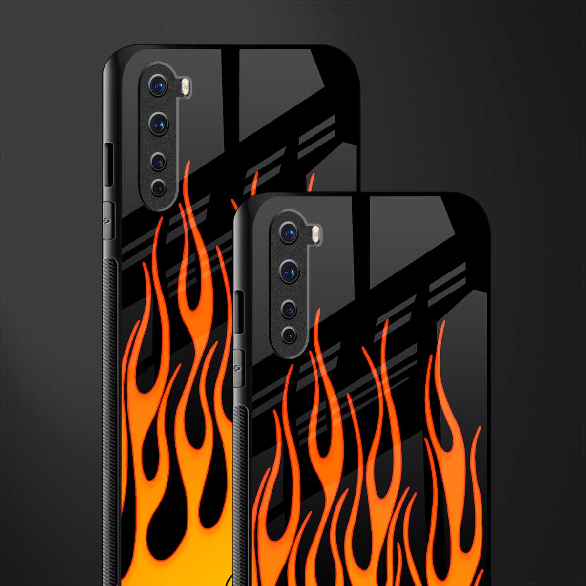 y2k yellow flames glass case for oneplus nord ac2001 image-2