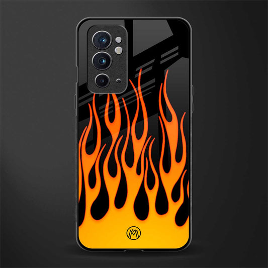 y2k yellow flames glass case for oneplus 9rt image