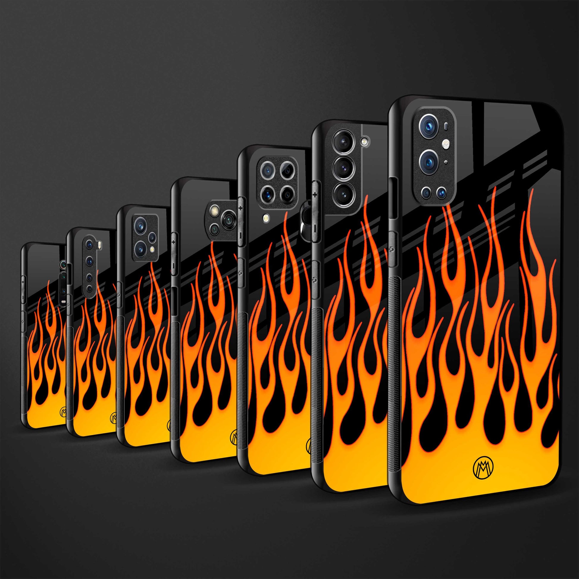 y2k yellow flames back phone cover | glass case for vivo y73