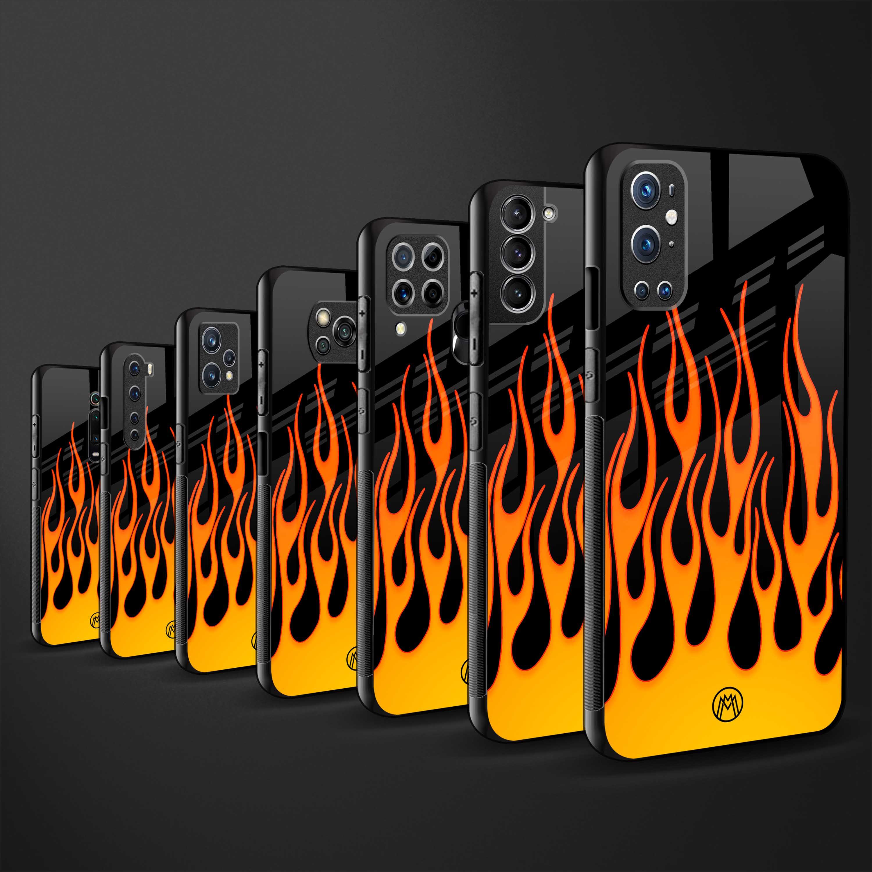 y2k yellow flames glass case for oppo a15s image-3