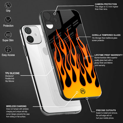 y2k yellow flames back phone cover | glass case for vivo y73