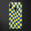 yellow blue trippy check pattern glass case for realme narzo 10a image
