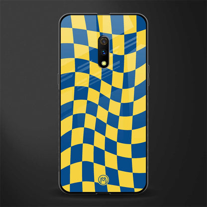 yellow blue trippy check pattern glass case for oppo k3 image