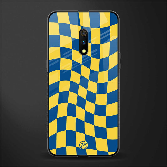 yellow blue trippy check pattern glass case for oppo k3 image