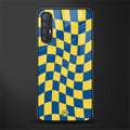 yellow blue trippy check pattern glass case for oppo reno 3 pro image