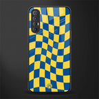 yellow blue trippy check pattern glass case for oppo reno 3 pro image